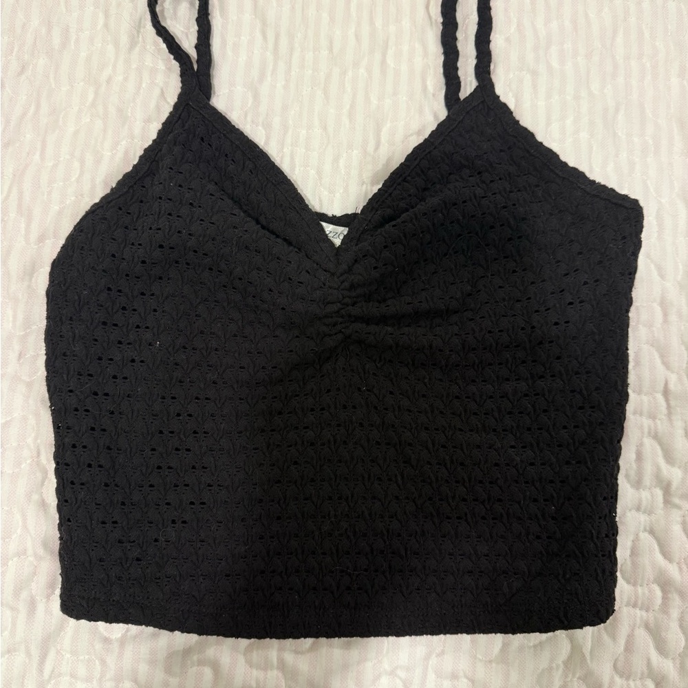 Bozzolo Black Crochet Camisole Top